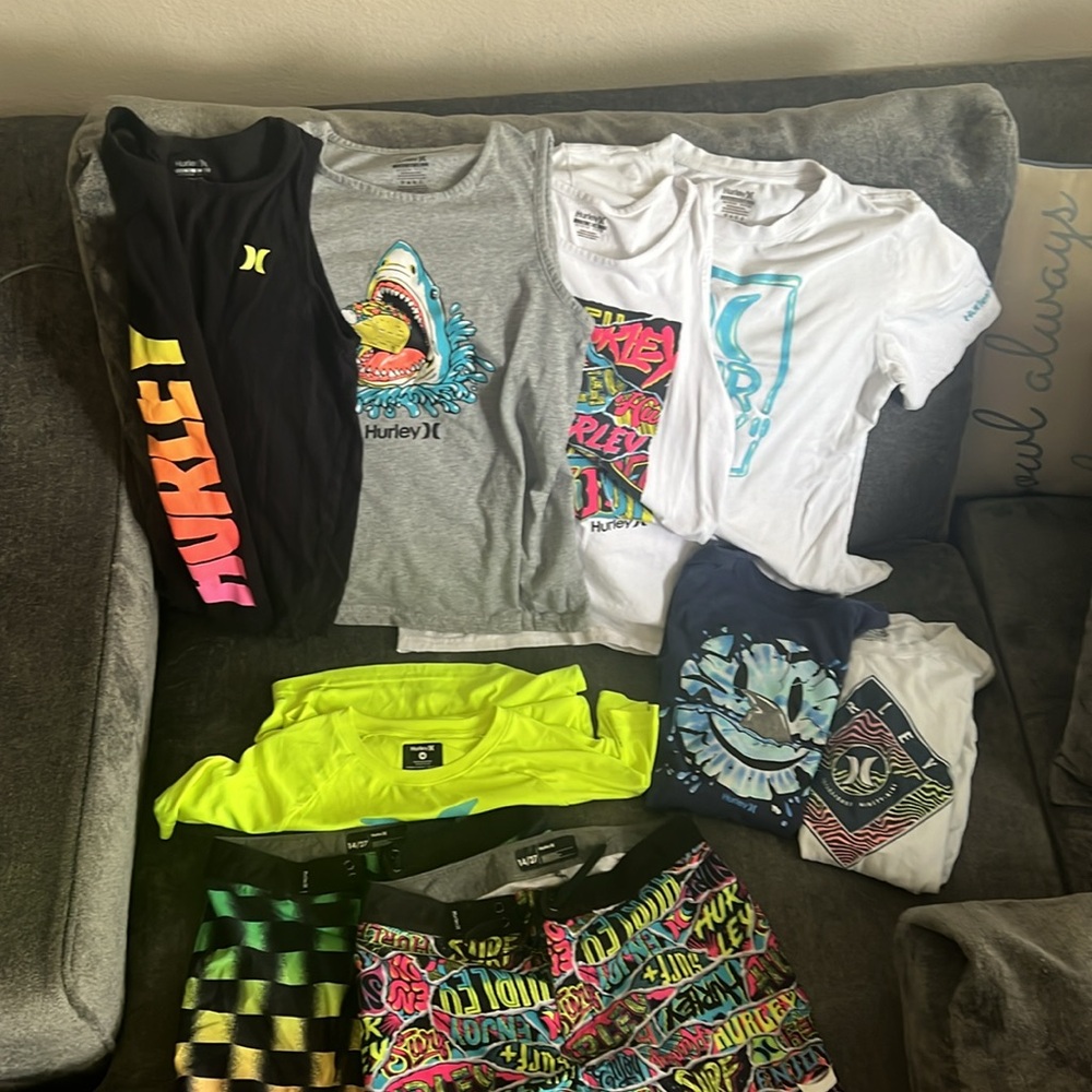 Hurley 14y Boys swim wear & outfits , 9 items bundle.